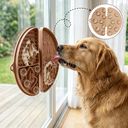 4-in-1 Portable Foldable Silicone Pet Lick Mat Non-Slip Anti-Choking Dog Slow Feeder for Bathing Distraction & Food Training
