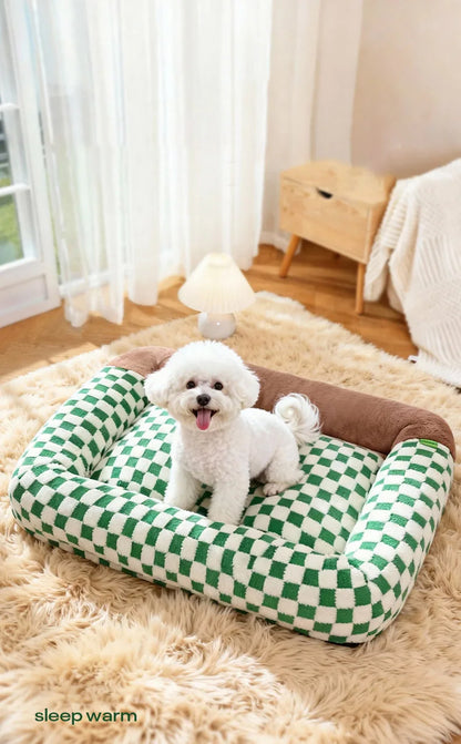 Fashion Plaid Large Square Pet Bed Removable Winter Warmth Comfortable Indoor Deep Sleeping Puppy Cat Mat Mata Wechowa Dla Psow