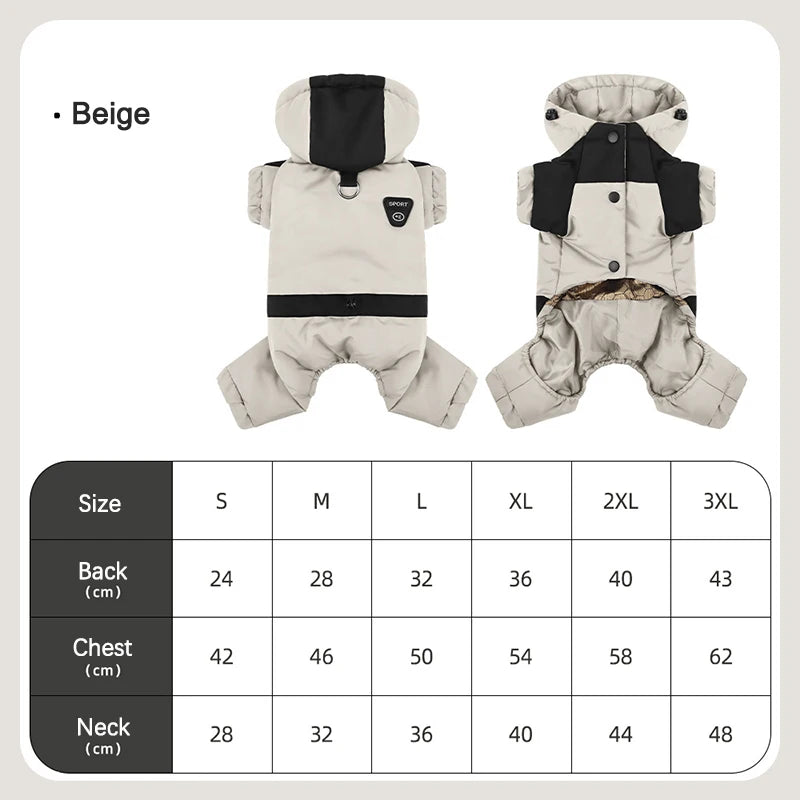 Graphene Heating Winter Dog Coat Windproof Waterproof Hooded Four‑Legged Pet Jumpsuit Cotton Down Puppy Sweatshirt Clothing