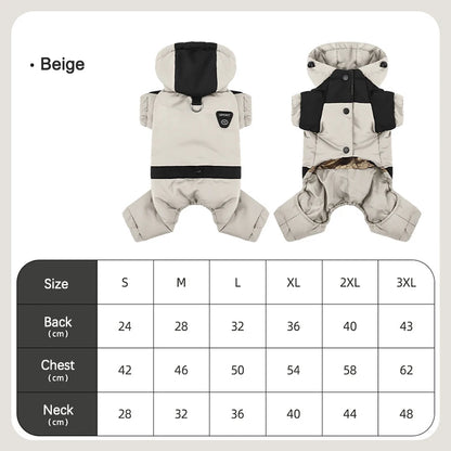 Graphene Heating Winter Dog Coat Windproof Waterproof Hooded Four‑Legged Pet Jumpsuit Cotton Down Puppy Sweatshirt Clothing