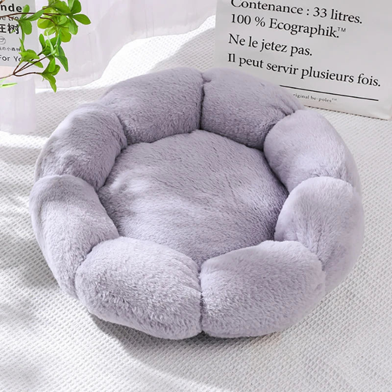 40-60cm Luxury Comfortable Cat Bed Breathable Soft Long Plush Unique Flower-Shaped Indoor Sleeping Dog Mat Pet Supplies