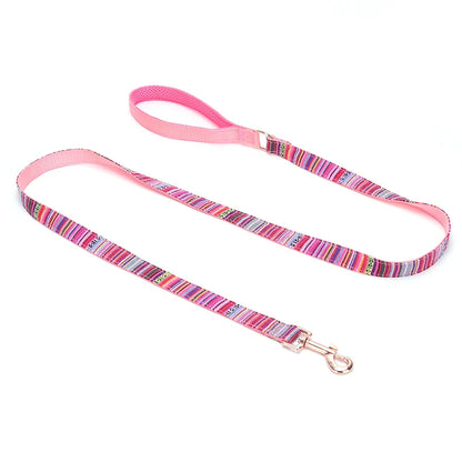 Bohemian Striped Dog Collar Custom Engraved with Rose Gold Buckle Personalized Nylon Collar for Small Large Dogs Daily Walking