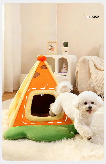 Enclosed Triangle Tent Cat Bed Cozy Thickened Warm Indoor Deep Sleep Pet Nest for Small Medium Dogs Teddy Chihuahua Essentials