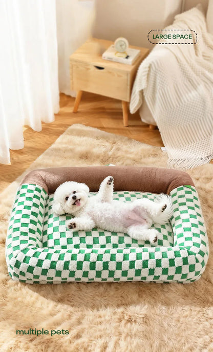Fashion Plaid Large Square Pet Bed Removable Winter Warmth Comfortable Indoor Deep Sleeping Puppy Cat Mat Mata Wechowa Dla Psow