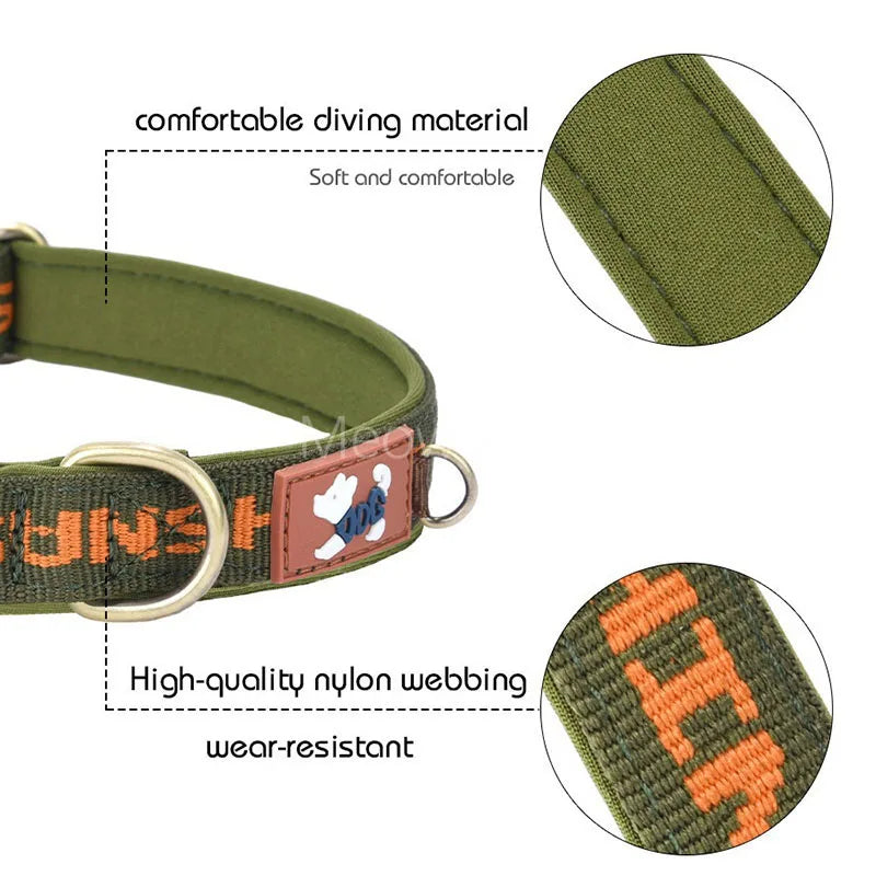 Free Custom Engraved Nylon Dog Collar Personalized Name Phone Number ID Tag Anti-lost Adjustable Printed Pet Collar for Dogs