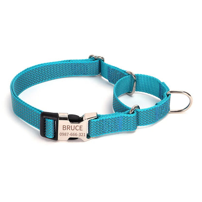 Personalized Martingale Dog Collar with Custom Name Adjustable Anti-Escape No Pull Training Collar for Dogs Pet Safety Accessory