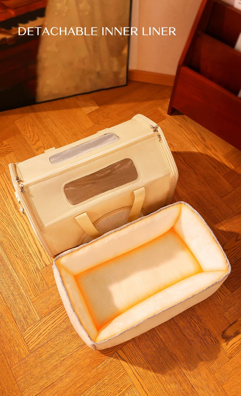 Portable Large Capacity Cat Carrier Handheld Breathable Warm Fleece Lining Outdoor Travel Dog Purse Carrier Brinquedo De Gato
