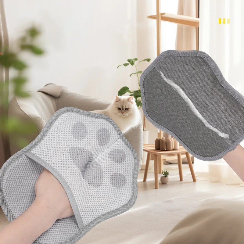 2 Pcs Breathable Double-sided Pet Hair Remover Gloves Reusable Self Cleaning Electrostatic Dog Massage Brush Pets Grooming Tool