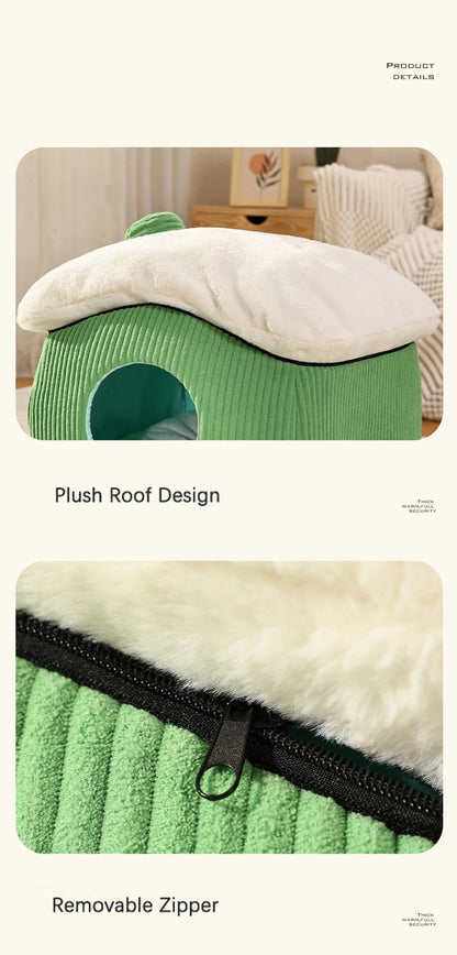 Large Space Luxury Enclosed Cat House Indoor Removable Washable Thickened Warmth Plush Sleeping Puppy Kitten Bed Cama Para Perro