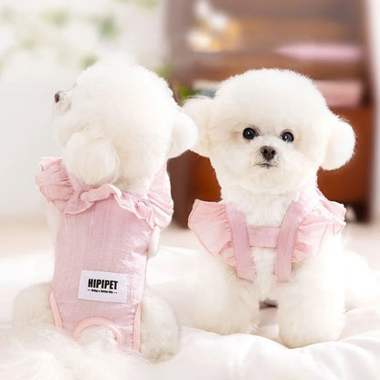 Summer Breathable Female Dog Physiological Pants Anti-Snagging Sweet Ruffle Comfortable Adjustable Puppy Outfit Pet Homewear