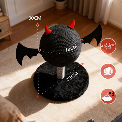 Wear-resistant Sisal Cat Scratching Ball Toy Stable Shak Spring Black Devil Design Cat Scratch Tower Halloween Gatto Accessori