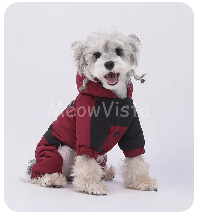 Graphene Heating Winter Dog Coat Windproof Waterproof Hooded Four‑Legged Pet Jumpsuit Cotton Down Puppy Sweatshirt Clothing