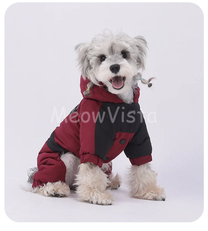 Graphene Heating Winter Dog Coat Windproof Waterproof Hooded Four‑Legged Pet Jumpsuit Cotton Down Puppy Sweatshirt Clothing
