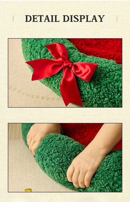 Christmas Sock Cat Sleeping Bag Thickened Semi Closed Winter Plush Warm Round Dog Beds with Detachable Pad Pet Indoor Furniture