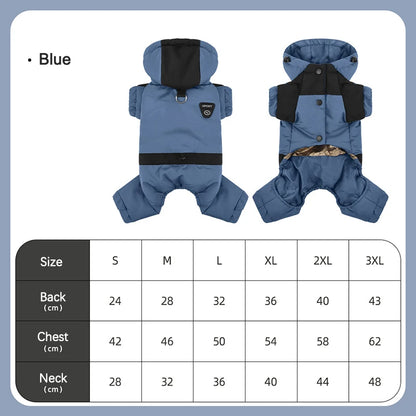 Graphene Heating Winter Dog Coat Windproof Waterproof Hooded Four‑Legged Pet Jumpsuit Cotton Down Puppy Sweatshirt Clothing