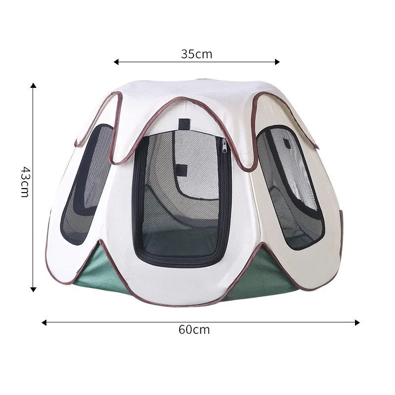 Portable Foldable Semi-Enclosed Pet Tent House Cozy Hexagon Waterproof Oxford Cloth Outdoor Pet Fence for Cats Cosas Para Gatos