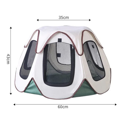 Portable Foldable Semi-Enclosed Pet Tent House Cozy Hexagon Waterproof Oxford Cloth Outdoor Pet Fence for Cats Cosas Para Gatos