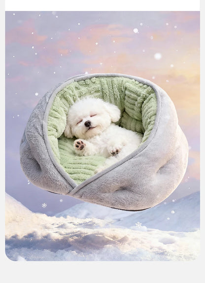 Winter Thiened Wrapped Plush Small Dog Sofa Bed Semi-enclosed Skin-friendly Breathable Pet House Teddy Pomeranian Accessories