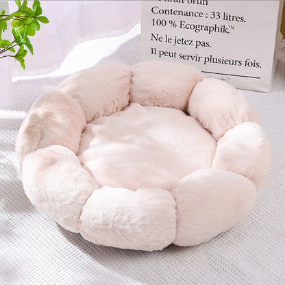 40-60cm Luxury Comfortable Cat Bed Breathable Soft Long Plush Unique Flower-Shaped Indoor Sleeping Dog Mat Pet Supplies