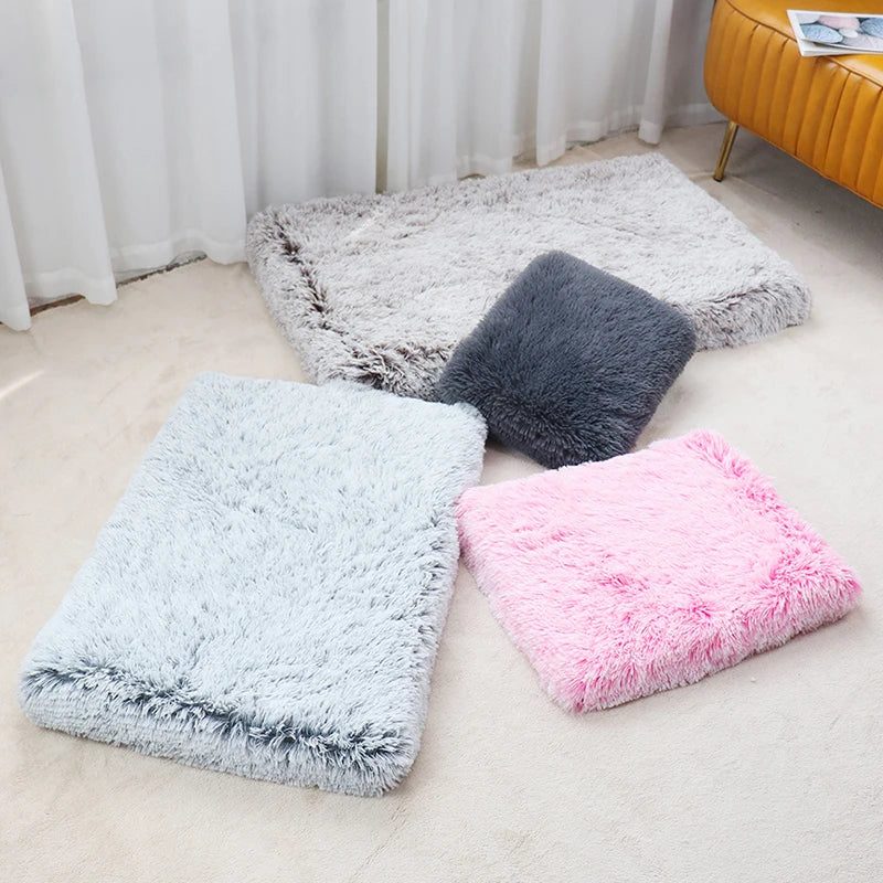 Luxurious Cozy Square Plush Large Dog Bed Thickened Washable Pet Sofa Bed with Non-Slip Detachable Cover Pet Indoor Furniture