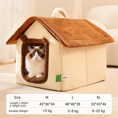 Thickened Foldable Enclosed Pet House for Puppy Cats Detachable Washable Indoor Comfortable Warm Plush Cat Nest Cama Para Gatos