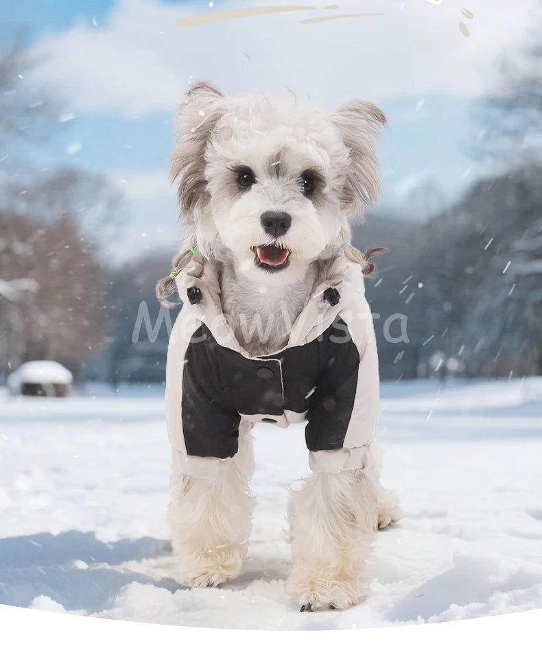 Graphene Heating Winter Dog Coat Windproof Waterproof Hooded Four‑Legged Pet Jumpsuit Cotton Down Puppy Sweatshirt Clothing