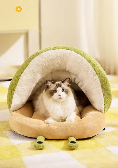 Cute Snail Slipper Shaped Cat Bed Cave Semi-Enclosed Washable Soft Plush Pet Sleeping Bed for Kittens Winter Beds & Furniture