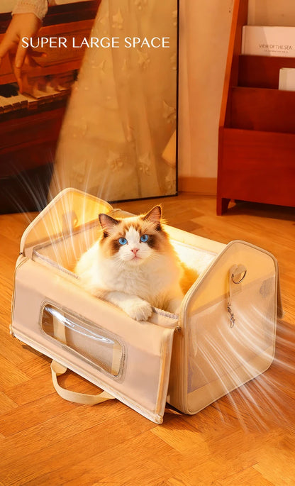 Portable Large Capacity Cat Carrier Handheld Breathable Warm Fleece Lining Outdoor Travel Dog Purse Carrier Brinquedo De Gato