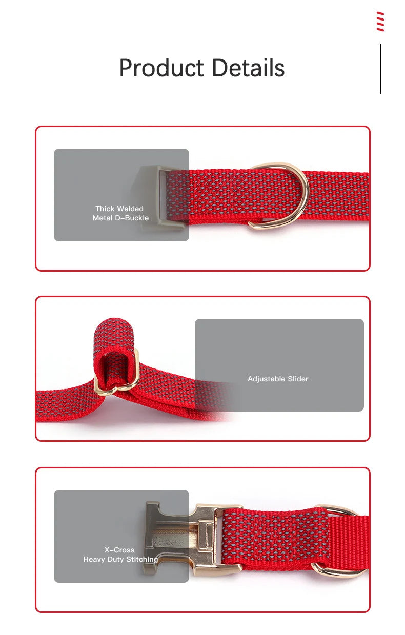 Personalized Nylon Dog Collar with Free Engraving Durable Reflective  Anti-lost Buckle Necklace for Dogs Daily Walking Training