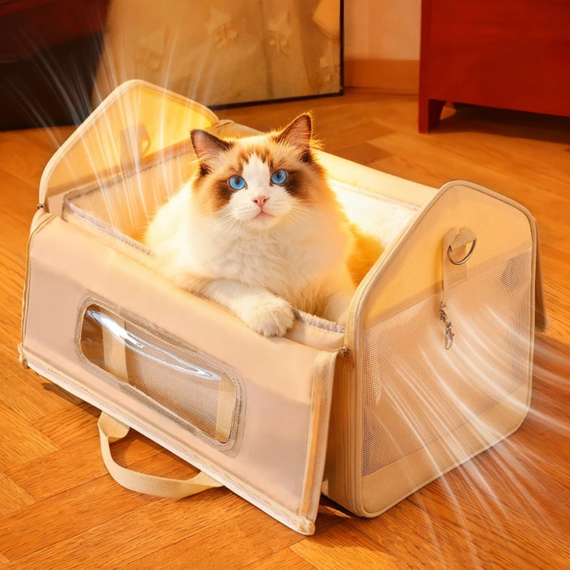 Portable Large Capacity Cat Carrier Handheld Breathable Warm Fleece Lining Outdoor Travel Dog Purse Carrier Brinquedo De Gato