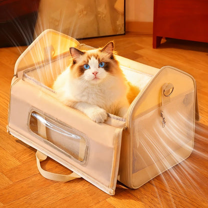 Portable Large Capacity Cat Carrier Handheld Breathable Warm Fleece Lining Outdoor Travel Dog Purse Carrier Brinquedo De Gato
