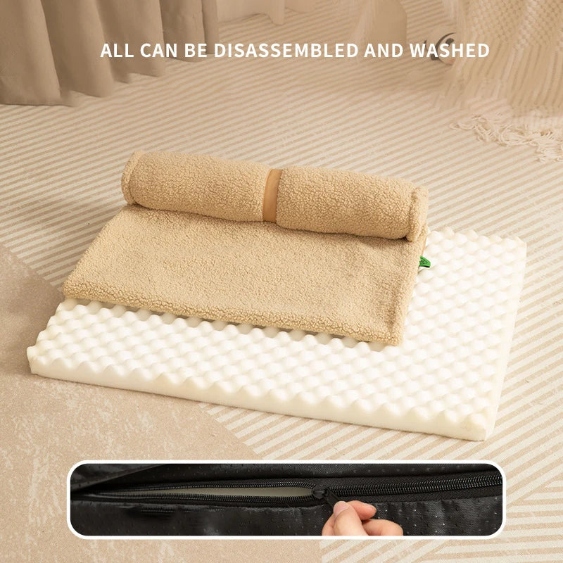 Detachable Soft Plush Dog House with Pillow Comfortable Thickened High Elastic Sponge Indoor Dog Sleeping Mat Pets Accessories