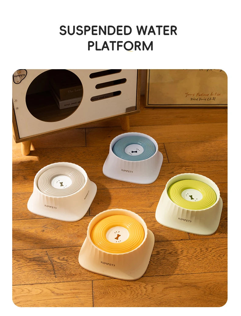 Non-Slip Floating Dog Water Bowl Anti-Messy Splash Proof 1.5L Large Capacity Slow Feeder Dog Bowl Pet Food Storage Container