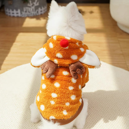 Winter Cute Christmas Reindeer Pet Clothes for Cats Soft Fleece Warm Print Pet Cosplay Costume Dog Sweatshirt Puppy Accessories