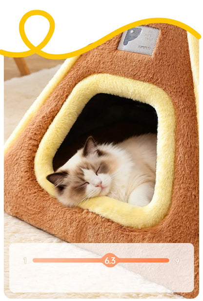 Winter Warm Enclosed Cat Tent Bed with Removable Cushion Portable Stable Luxurious Cozy Pet House for Small Dogs Pet Supplies