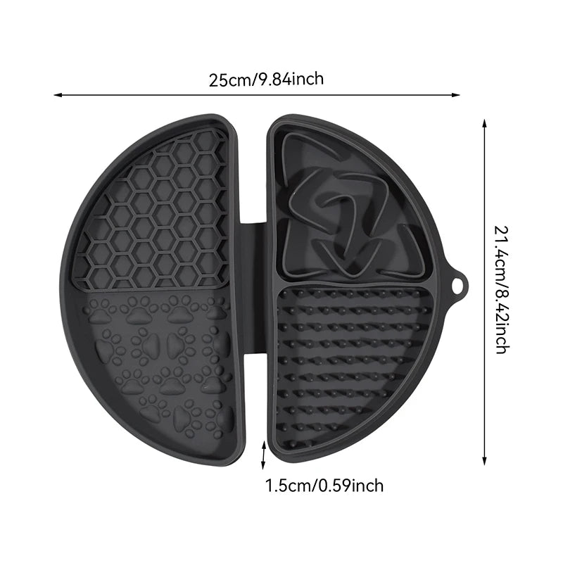 4-in-1 Portable Foldable Silicone Pet Lick Mat Non-Slip Anti-Choking Dog Slow Feeder for Bathing Distraction & Food Training