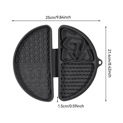 4-in-1 Portable Foldable Silicone Pet Lick Mat Non-Slip Anti-Choking Dog Slow Feeder for Bathing Distraction & Food Training