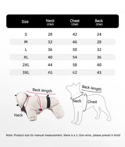 Graphene Heating Winter Dog Coat Windproof Waterproof Hooded Four‑Legged Pet Jumpsuit Cotton Down Puppy Sweatshirt Clothing