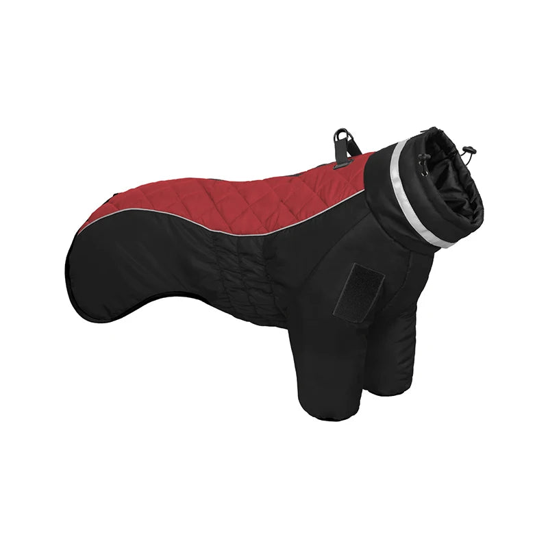 Color‑blocked Four‑Legged Large Dog Winter Coat Comfortable Windproof Reflective Dog Jumpsuit with D‑Ring for Doberman Labrador