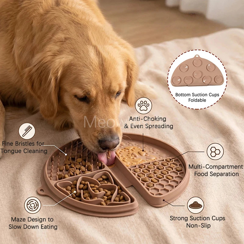 4-in-1 Portable Foldable Silicone Pet Lick Mat Non-Slip Anti-Choking Dog Slow Feeder for Bathing Distraction & Food Training