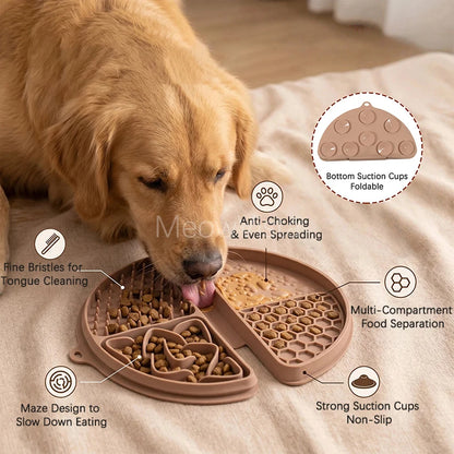 4-in-1 Portable Foldable Silicone Pet Lick Mat Non-Slip Anti-Choking Dog Slow Feeder for Bathing Distraction & Food Training