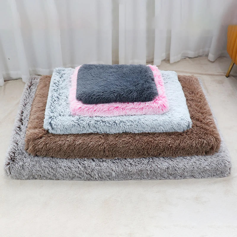 Luxurious Cozy Square Plush Large Dog Bed Thickened Washable Pet Sofa Bed with Non-Slip Detachable Cover Pet Indoor Furniture
