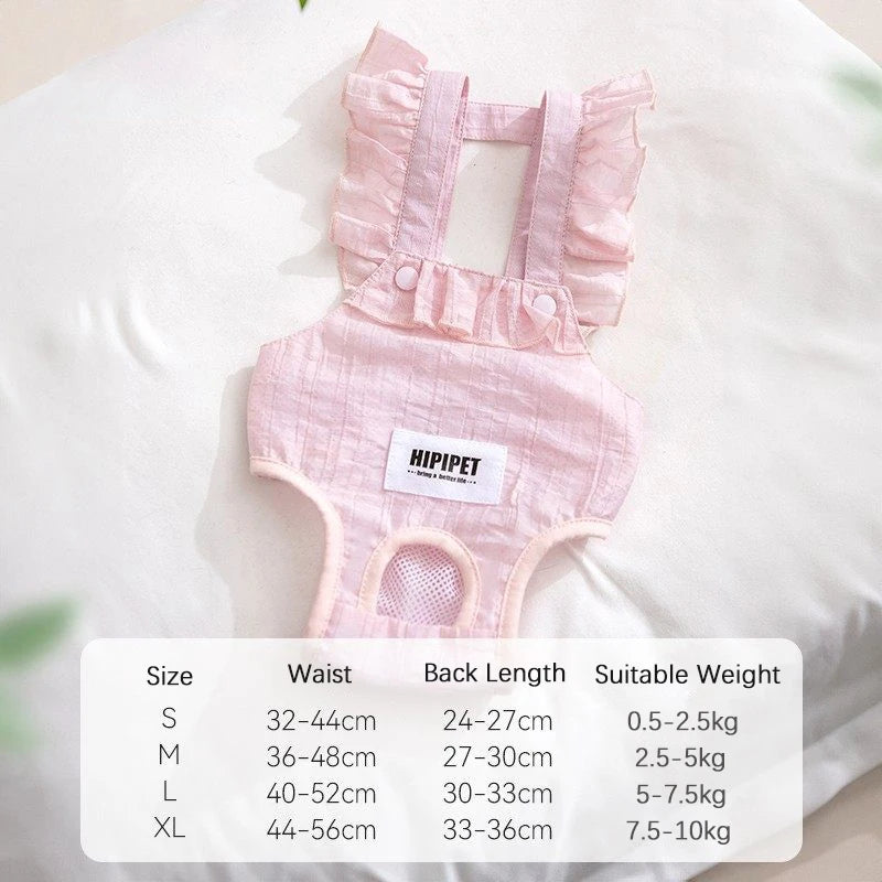 Summer Breathable Female Dog Physiological Pants Anti-Snagging Sweet Ruffle Comfortable Adjustable Puppy Outfit Pet Homewear