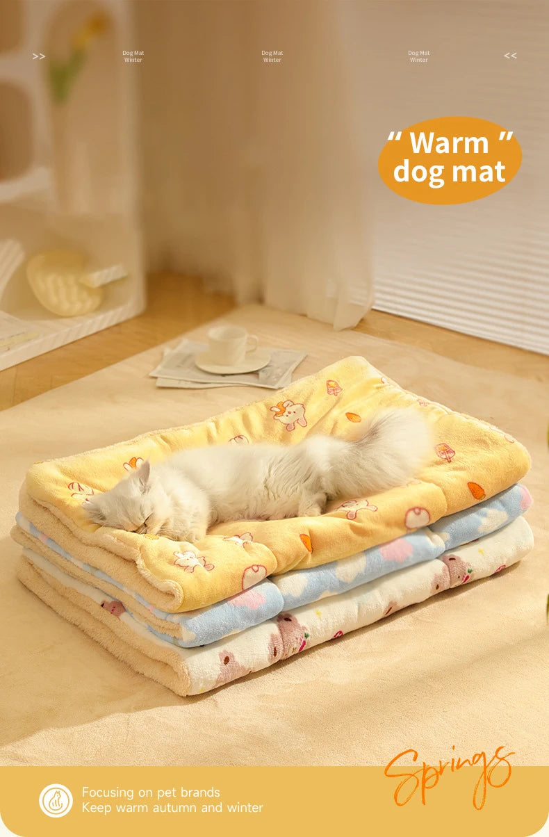 Thickened Soft Fleece Pet Blankets Foldable Autumn Winter Home Keep Warm Comfortable Sleeping Fluffy Cat Bed Mat Pets Accessorie