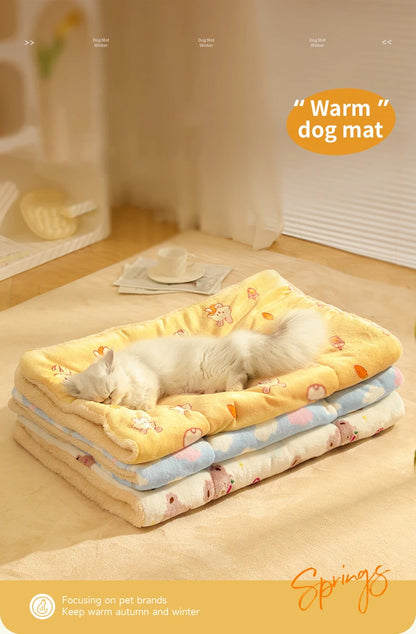 Thickened Soft Fleece Pet Blankets Foldable Autumn Winter Home Keep Warm Comfortable Sleeping Fluffy Cat Bed Mat Pets Accessorie