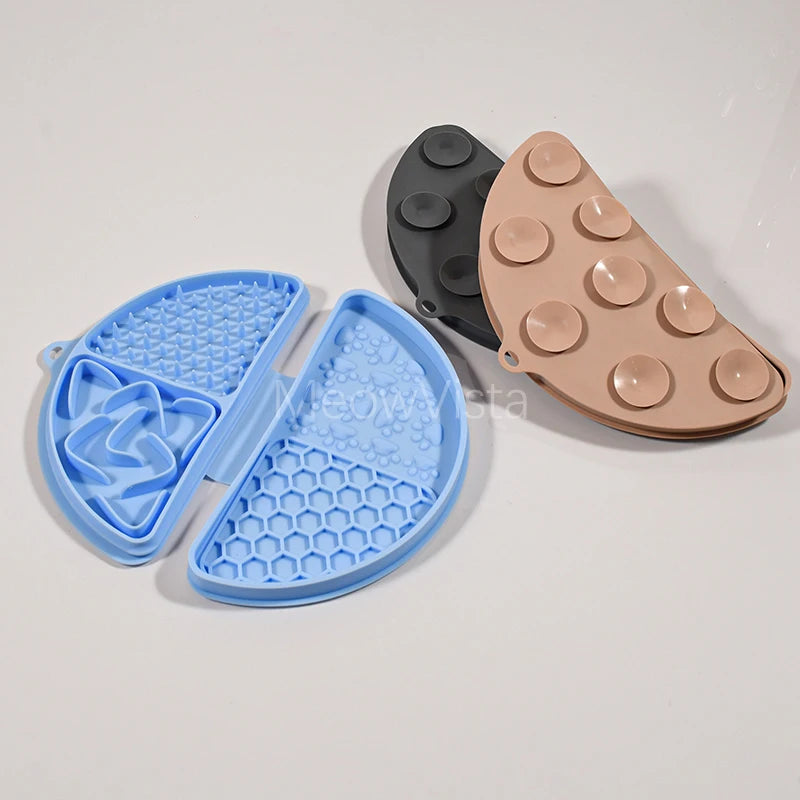 4-in-1 Portable Foldable Silicone Pet Lick Mat Non-Slip Anti-Choking Dog Slow Feeder for Bathing Distraction & Food Training
