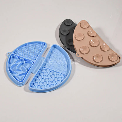 4-in-1 Portable Foldable Silicone Pet Lick Mat Non-Slip Anti-Choking Dog Slow Feeder for Bathing Distraction & Food Training