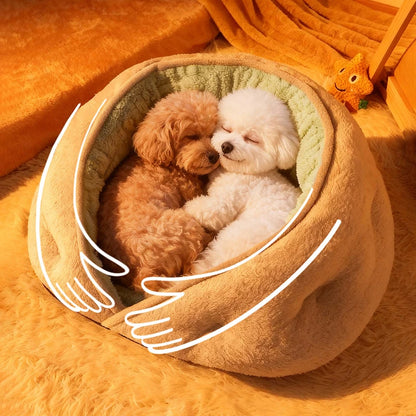 Winter Thiened Wrapped Plush Small Dog Sofa Bed Semi-enclosed Skin-friendly Breathable Pet House Teddy Pomeranian Accessories