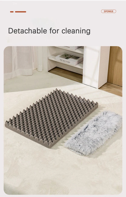 Luxurious Cozy Square Plush Large Dog Bed Thickened Washable Pet Sofa Bed with Non-Slip Detachable Cover Pet Indoor Furniture