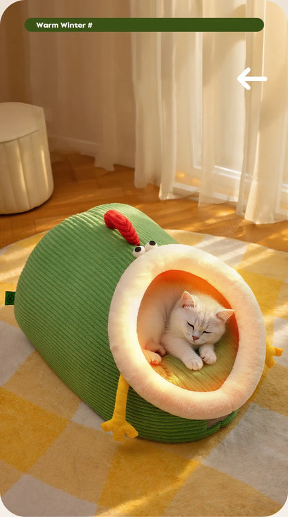 Semi-Closed Thickened Round Pet Sleeping Cave Portable Handheld Design Comfortable Cozy Cat House Christmas Katten Accessories